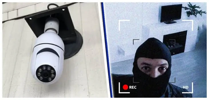 SafeCam360 on ceiling detects burglar
